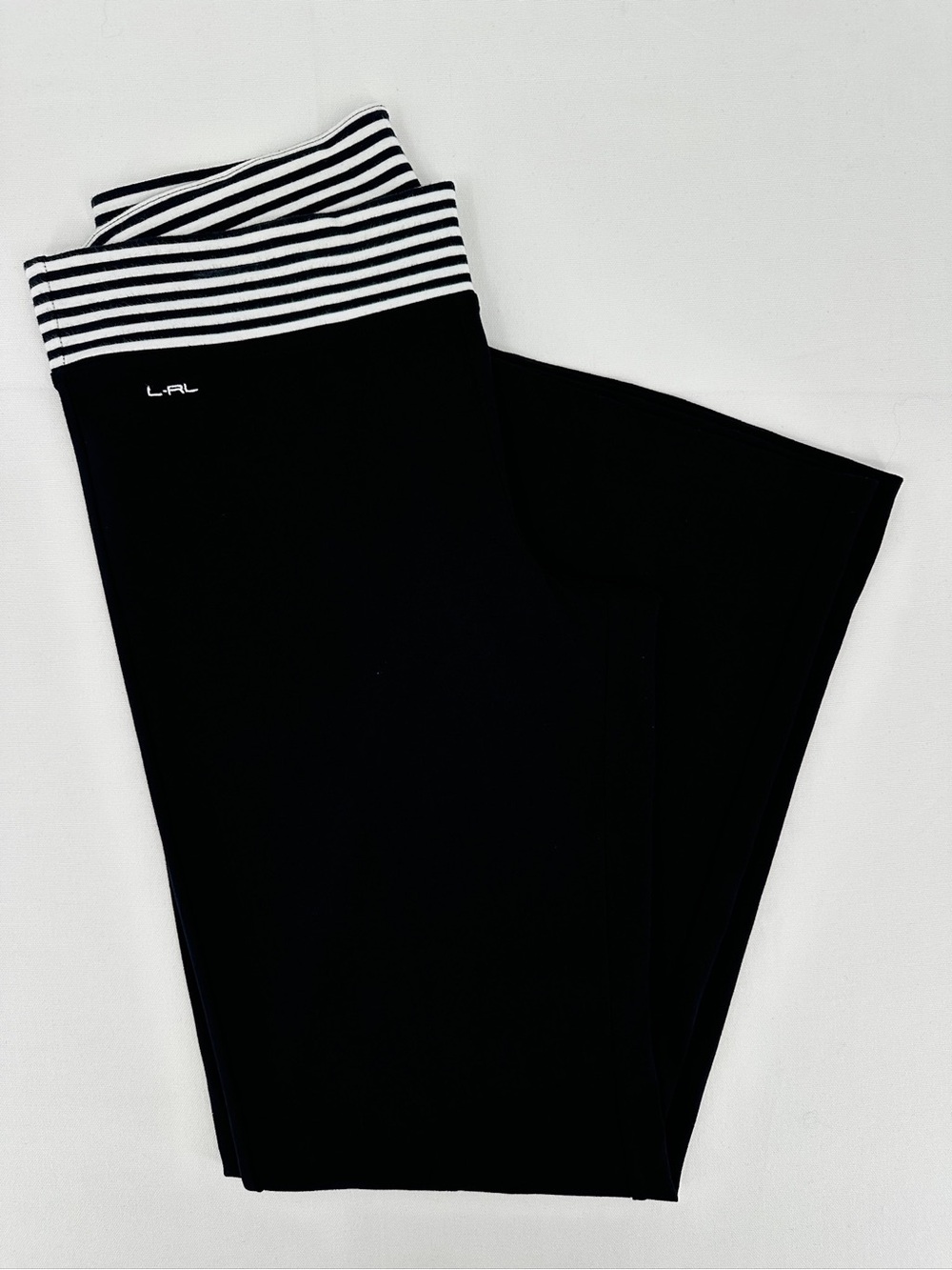 Lauren Active Ralph Lauren Fold-Over Yoga Pants Women’s Medium Black Wide Leg